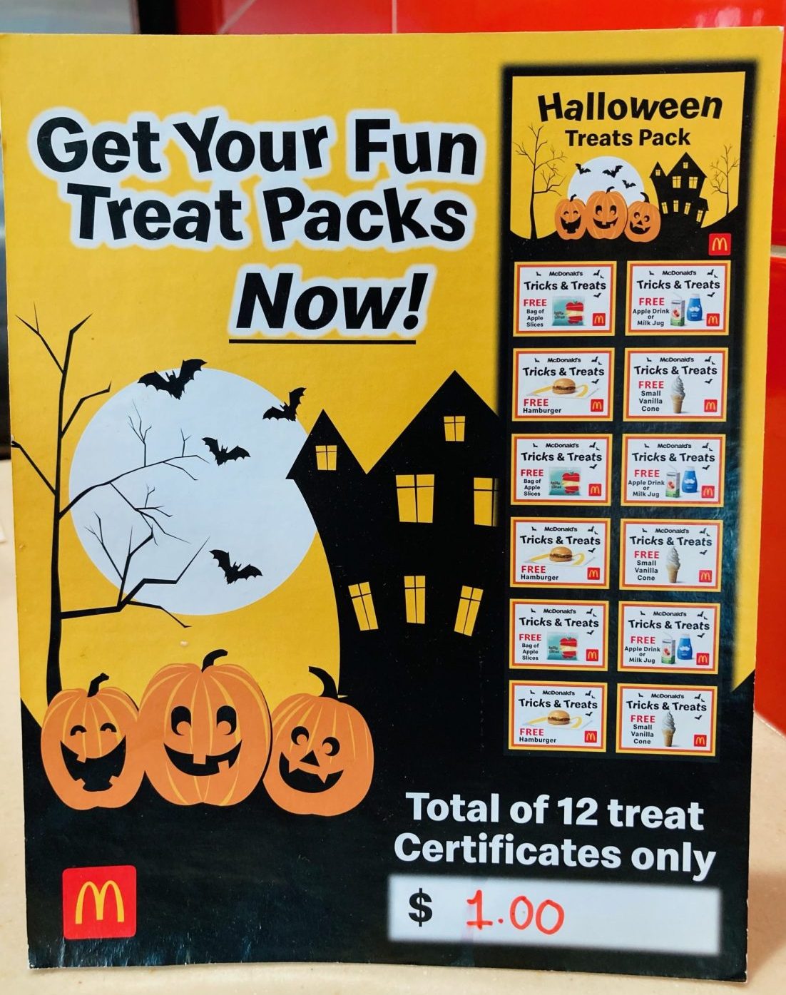 McDonald's 1 Halloween Treats Pack 12 Coupons for Free Food (21